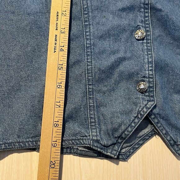 Vintage Ozark Mountain Jean Company Cropped Denim Shirt L Western Cowgirl Rodeo - Picture 6 of 16